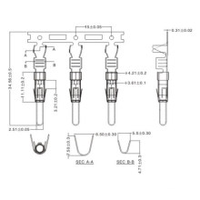 3 Pin Hot Selling Electrical Connector Terminal 5A termaial male end CnSn SUS Material Gold Ag Sn Ni surface treatment-J0201603